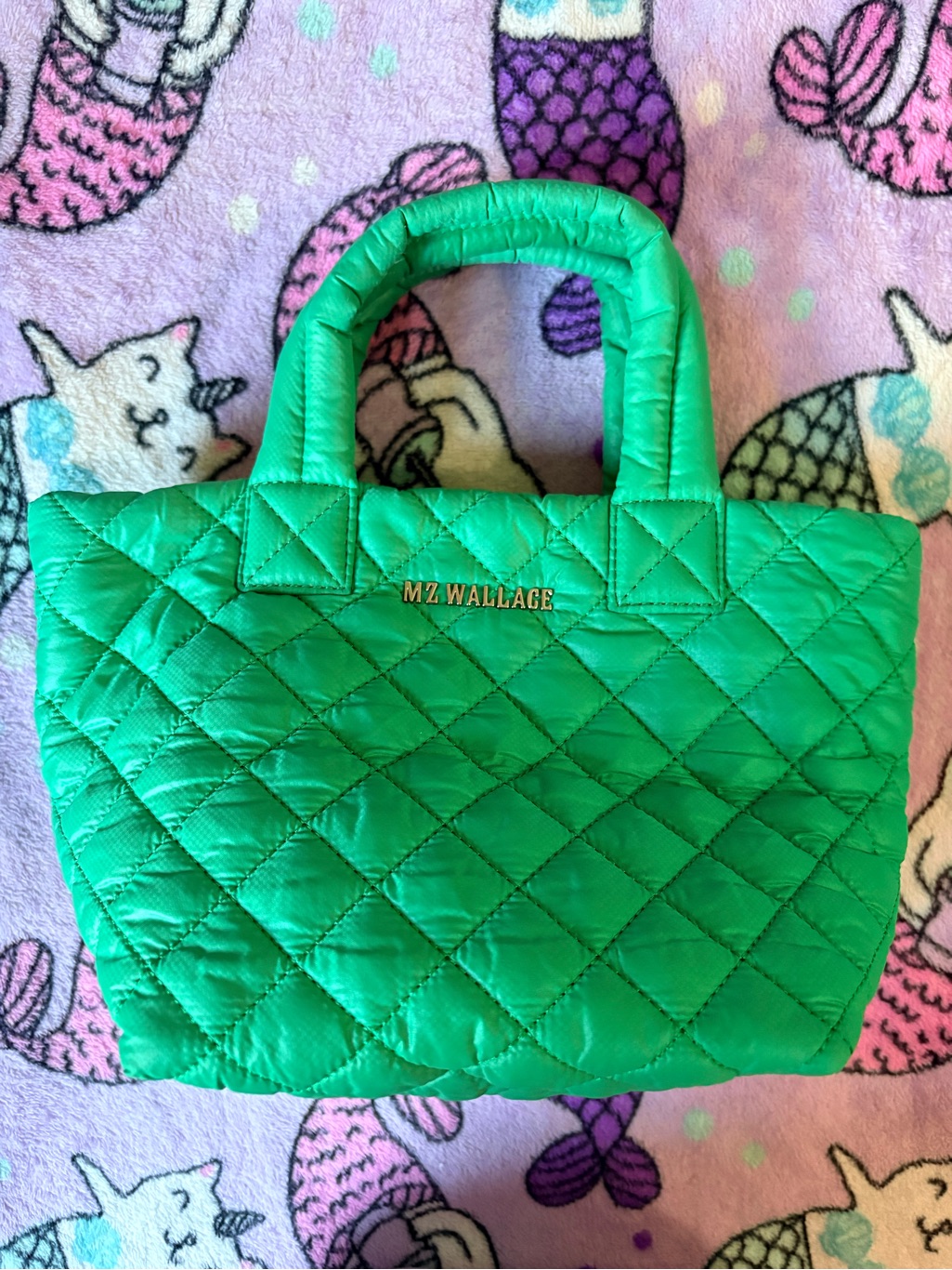 Mz Wallace Emerald Quilted Mini Metro Tote